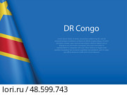 National flag DR Congo isolated on background with copyspace. Стоковая иллюстрация, иллюстратор Максим Гребешков / Фотобанк Лори
