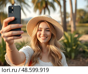 Селфи в отпуске. Стоковое AI-изображение, AI-художник Boostport / Фотобанк Лори