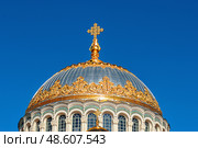 dome of the Stavropigial St. Nicholas Sea Cathedral, Kronstadt. The temple was consecrated in 1913. UNESCO World Heritage Site. Стоковое фото, фотограф Оксана Медведева / Фотобанк Лори