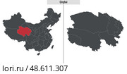 Map of Qinghai province of China. Стоковая иллюстрация, иллюстратор Максим Гребешков / Фотобанк Лори
