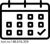 Иконка календаря с отмеченной датой. Стоковое AI-изображение, AI-художник Ольга Невская / Фотобанк Лори