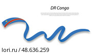 Waving ribbon or banner with flag of DR Congo. Стоковая иллюстрация, иллюстратор Максим Гребешков / Фотобанк Лори
