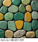 A vibrant collection of unakite mineral stones lies together, displaying a captivating array of greens and yellows Generative AI. Стоковое AI-изображение, AI-художник Юлия Петровская / Фотобанк Лори