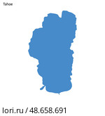 Blue outline map of Tahoe Lake, Isolated vector siilhouette. Стоковая иллюстрация, иллюстратор Максим Гребешков / Фотобанк Лори