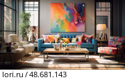 living blurred eclectic interior ai generated. Стоковое AI-изображение, AI-художник Vectorwin / Фотобанк Лори