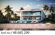 modern house in florida ai generated. Стоковое AI-изображение, AI-художник Vectorwin / Фотобанк Лори