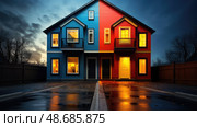 contrast house divided ai generated. Стоковое AI-изображение, AI-художник Vectorwin / Фотобанк Лори