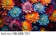 birdseye oil painted flowers ai generated. Стоковое AI-изображение, AI-художник Vectorwin / Фотобанк Лори