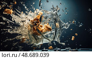 explosion glass shattering ai generated. Стоковое AI-изображение, AI-художник Vectorwin / Фотобанк Лори