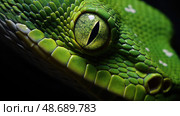 glossy emerald tree boa ai generated. Стоковое AI-изображение, AI-художник Vectorwin / Фотобанк Лори