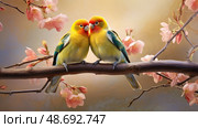 connection birds spring ai generated. Стоковое AI-изображение, AI-художник Vectorwin / Фотобанк Лори