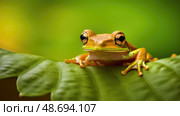 green spring peeper frog ai generated. Стоковое AI-изображение, AI-художник Vectorwin / Фотобанк Лори