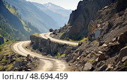 perilous dangerous road ai generated. Стоковое AI-изображение, AI-художник Vectorwin / Фотобанк Лори
