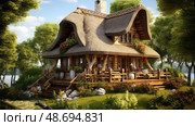 rustic house roofing ai generated. Стоковое AI-изображение, AI-художник Vectorwin / Фотобанк Лори