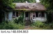 peeling abandoned house exterior ai generated. Стоковое AI-изображение, AI-художник Vectorwin / Фотобанк Лори