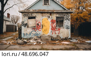 decay dilapidated house ai generated. Стоковое AI-изображение, AI-художник Vectorwin / Фотобанк Лори