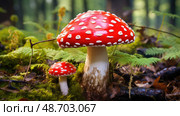 muscaria poisonous plants ai generated. Стоковое AI-изображение, AI-художник Vectorwin / Фотобанк Лори