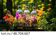 s bottle bird feeder ai generated. Стоковое AI-изображение, AI-художник Vectorwin / Фотобанк Лори