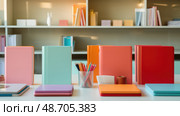 journals desk supplies ai generated. Стоковое AI-изображение, AI-художник Vectorwin / Фотобанк Лори