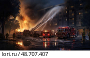 building office fire ai generated. Стоковое AI-изображение, AI-художник Vectorwin / Фотобанк Лори