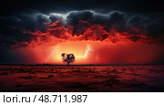 vibrant red storm ai generated. Стоковое AI-изображение, AI-художник Vectorwin / Фотобанк Лори