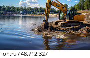 murky excavator water ai generated. Стоковое AI-изображение, AI-художник Vectorwin / Фотобанк Лори