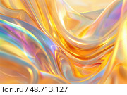 Soft waves of gold and iridescent colors undulate gently, reflecting bright light in a mesmerizing display at dawn. Стоковое AI-изображение, AI-художник Данила Большаков / Фотобанк Лори