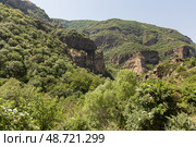 View of the mountains and forest in Armenia close to Geghard monastery. Kotayk region. Стоковое фото, фотограф Evgenia Shevardina / Фотобанк Лори