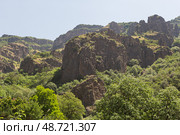 View of the mountains and forest in Armenia close to Geghard monastery. Kotayk region. Стоковое фото, фотограф Evgenia Shevardina / Фотобанк Лори