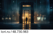 illuminated office revolving door ai generated. Стоковое AI-изображение, AI-художник Vectorwin / Фотобанк Лори