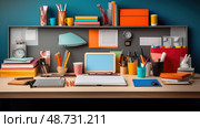 highlighters office supplies on desk ai generated. Стоковое AI-изображение, AI-художник Vectorwin / Фотобанк Лори