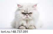 ears angry cat white background ai generated. Стоковое AI-изображение, AI-художник Vectorwin / Фотобанк Лори