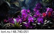 bromeliad tropical purple ai generated. Стоковое AI-изображение, AI-художник Vectorwin / Фотобанк Лори