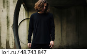 syle long sleeve black t shirt ai generated. Стоковое AI-изображение, AI-художник Vectorwin / Фотобанк Лори