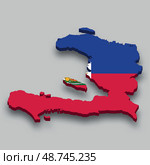 3d isometric Map of Haiti with national flag. Стоковая иллюстрация, иллюстратор Максим Гребешков / Фотобанк Лори