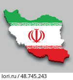 3d isometric Map of Iran with national flag. Стоковая иллюстрация, иллюстратор Максим Гребешков / Фотобанк Лори