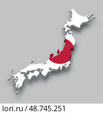 3d isometric Map of Japan with national flag. Стоковая иллюстрация, иллюстратор Максим Гребешков / Фотобанк Лори