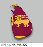 3d isometric Map of Sri Lanka with national flag. Стоковая иллюстрация, иллюстратор Максим Гребешков / Фотобанк Лори
