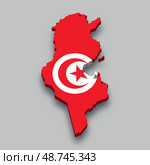 3d isometric Map of Tunisia with national flag. Стоковая иллюстрация, иллюстратор Максим Гребешков / Фотобанк Лори