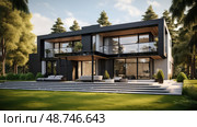 sleek detached house ai generated. Стоковое AI-изображение, AI-художник Vectorwin / Фотобанк Лори