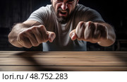 force fist on table ai generated. Стоковое AI-изображение, AI-художник Vectorwin / Фотобанк Лори