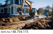 soil construction house excavator ai generated. Стоковое AI-изображение, AI-художник Vectorwin / Фотобанк Лори