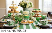 irish st patricks day table ai generated. Стоковое AI-изображение, AI-художник Vectorwin / Фотобанк Лори