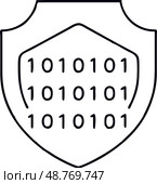 Векторная иконка щита с бинарным кодом на прозрачном фоне. Стоковое AI-изображение, AI-художник Ольга Березина / Фотобанк Лори