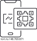 Векторные иконки сканирования QR-кода на прозрачном фоне. Стоковое AI-изображение, AI-художник Ольга Березина / Фотобанк Лори