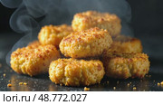 Chicken nuggets on dark background, photo food restaurant menu. AI Generative. Стоковое AI-видео, аниматор Spirit River / Фотобанк Лори