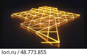 Geometric pattern illuminated with yellow light on dark background. Стоковое AI-видео, аниматор KATERINA AI / Фотобанк Лори