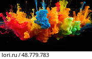 multicolored ink drop in water ai generated. Стоковое AI-изображение, AI-художник Vectorwin / Фотобанк Лори
