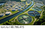 aerial waste water plant ai generated. Стоковое AI-изображение, AI-художник Vectorwin / Фотобанк Лори