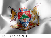 3D illustration flag of Northern Cape is a region of South Afric. Стоковое фото, фотограф Максим Гребешков / Фотобанк Лори